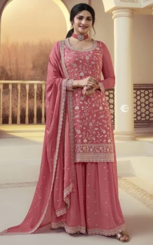 Blush Pink Heavily Embroidered Anarkali with Matching Dupatta