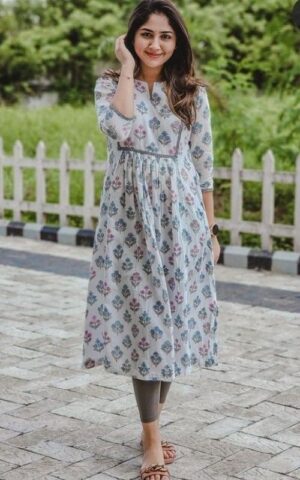 Charming Floral Printed A-Line Kurta