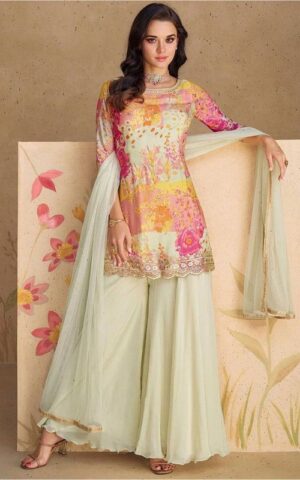 Vibrant Floral Print Palazo Suit